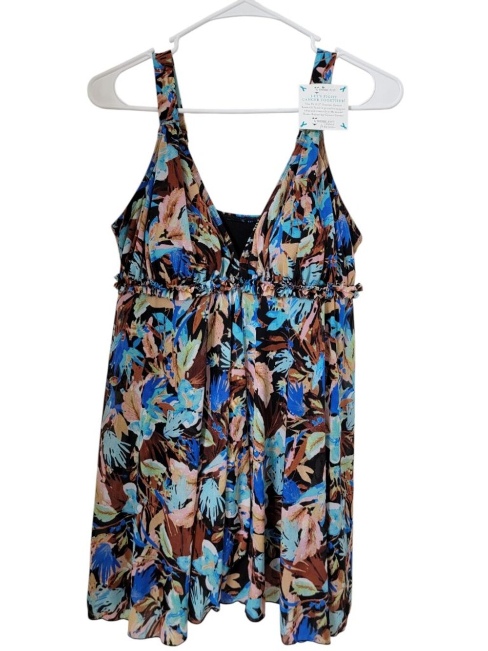 A Shore Fit Size 12 Black Blue Teal Aqua Brown Mesh Overlay 1 Piece Swimsuit NEW